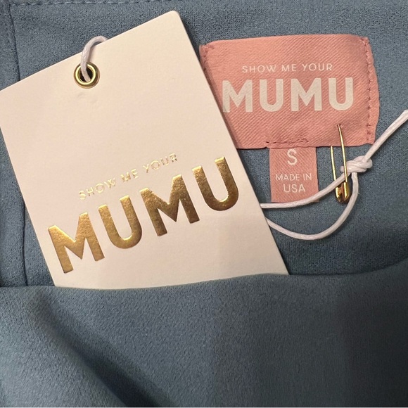 Show me your mumu Eden Mini Dress NWT size Small ocean blue stretch - Picture 5 of 5